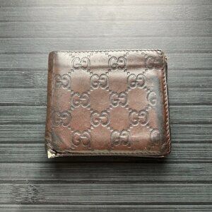 Gucci Bifold Guccissima Brown Wallet Unisex Authentic|Used